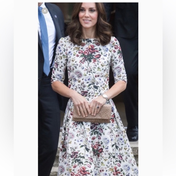 Adam Lippes Dresses & Skirts - Adam Lippes Eloise Floral Matelassé Fit & Flare Midi Dress White Short Sleeves 2